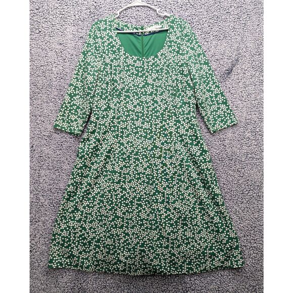 Boden Julianna Ponte Fit and Flare Midi Dress Size 16 Long Polka Dot Modal Green - Picture 2 of 15